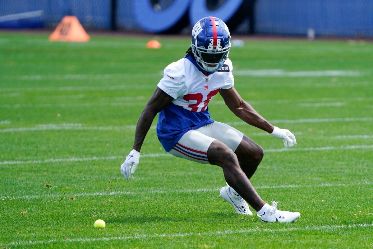 New York Giants rookie cornerback Deonte Banks participates in drills on the first day of mandatory minicamp at the Giants training center in East Rutherford on Tuesday, June 13, 2023.